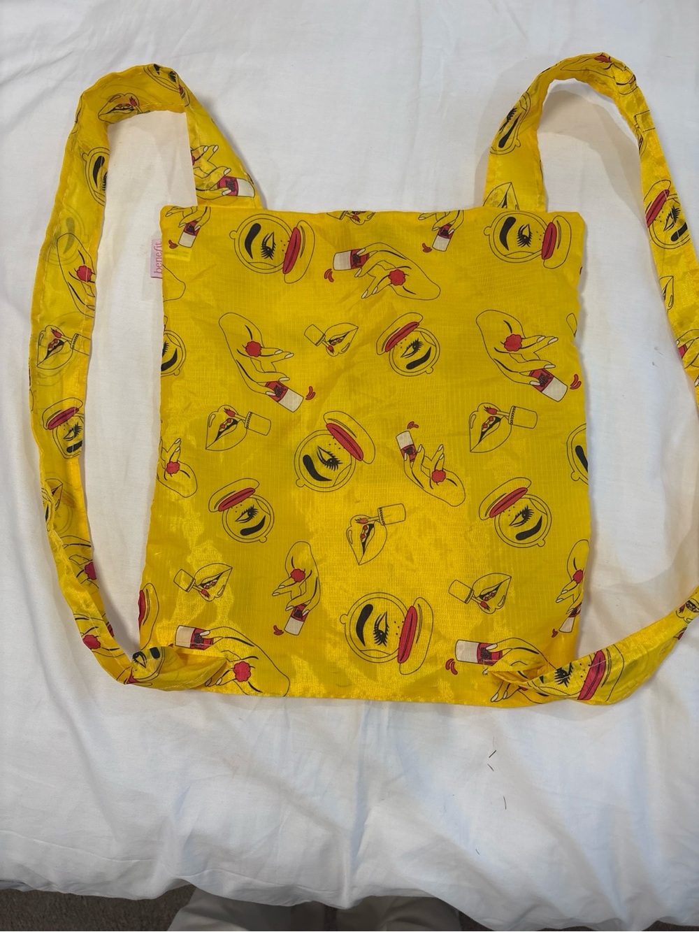 Yellow Printed Crossbody Tote Bag
